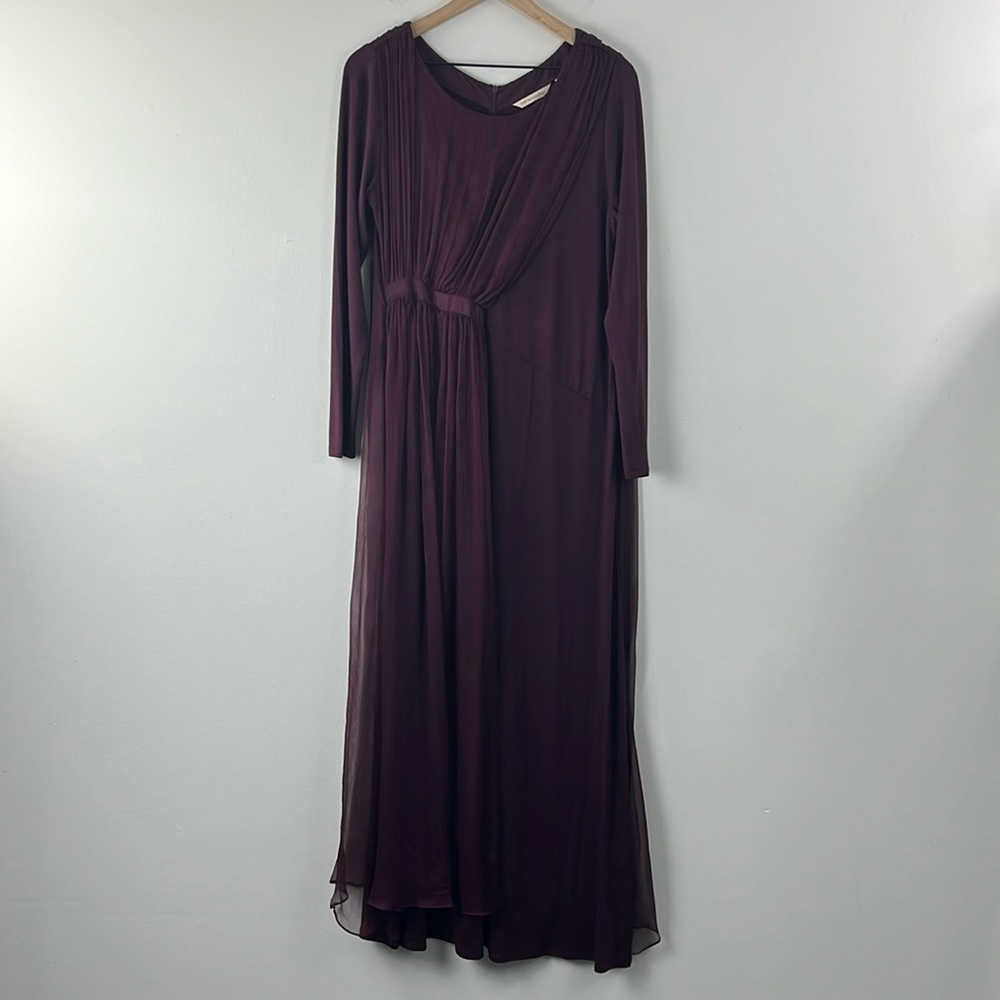 Soft Surroundings Isabetta Vermillin Purple Silk Maxi Dress Womens Size M